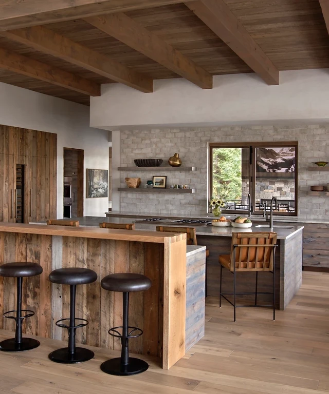 Tate Interiors Montana Interior Design Beargrass Chalet Kitchen Island Bar Stools