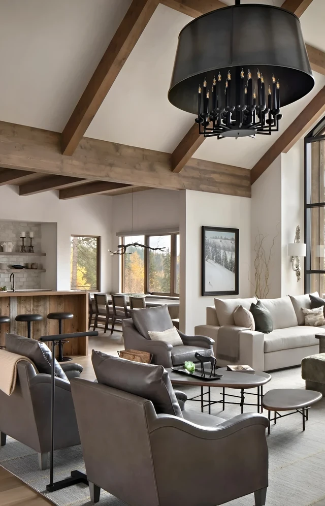 Tate Interiors Montana Interior Design Beargrass Chalet Open Plan Living Kitchen