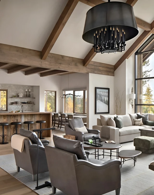 Tate Interiors Montana Interior Design Beargrass Chalet Open Plan Living Kitchen