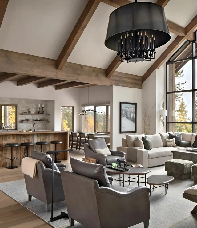 Tate Interiors Montana Interior Design Beargrass Chalet Open Plan Living Kitchen