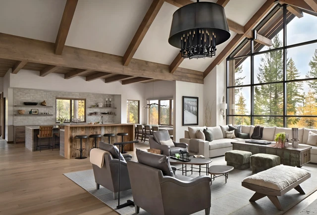 Tate Interiors Montana Interior Design Beargrass Chalet Open Plan Living Kitchen
