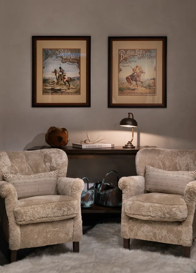 Tate Interiors Montana Interior Design Beargrass Chalet Sitting Area Lounge Chairs Western Art