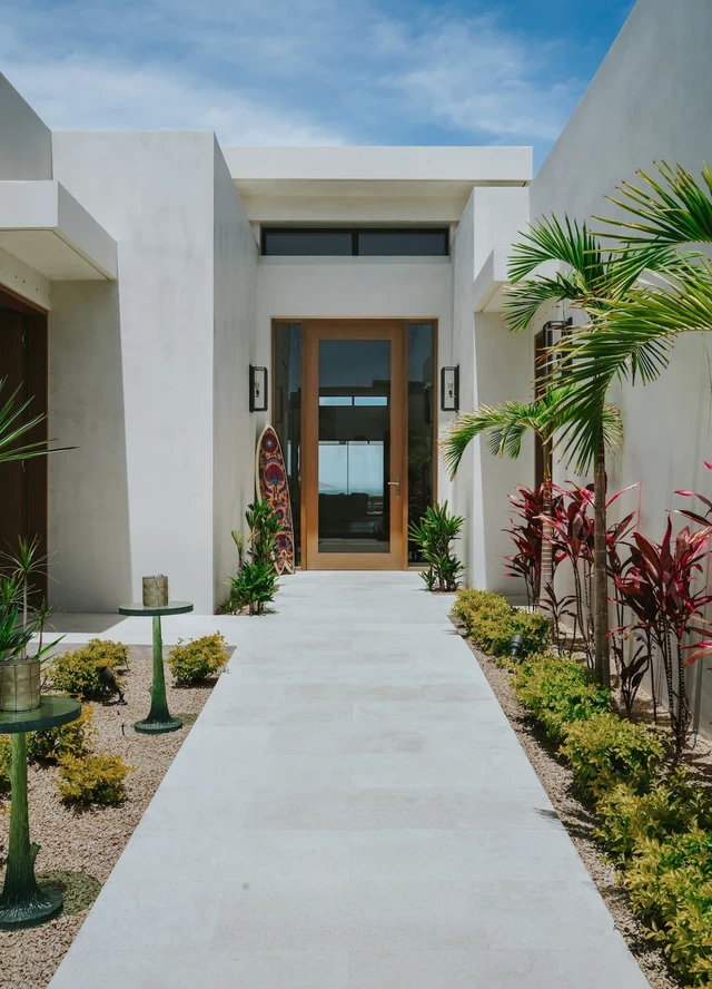 Tate Interiors Montana Interior Design Cabo Front Entry Walkway Tropical Garden