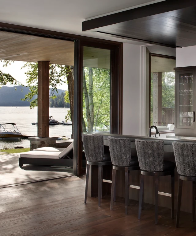 Tate Interiors Montana Interior Design Montana Lake House Bar Seating Lake View